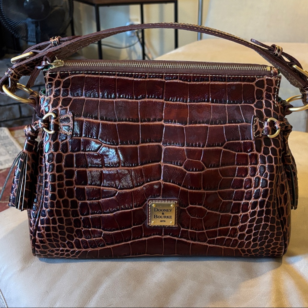 Dooney & Bourke Brown Crocodile Embossed Hobo Bag